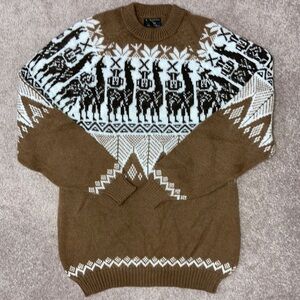 Sebsatex alpaca brown white Nordic style sweater mens small